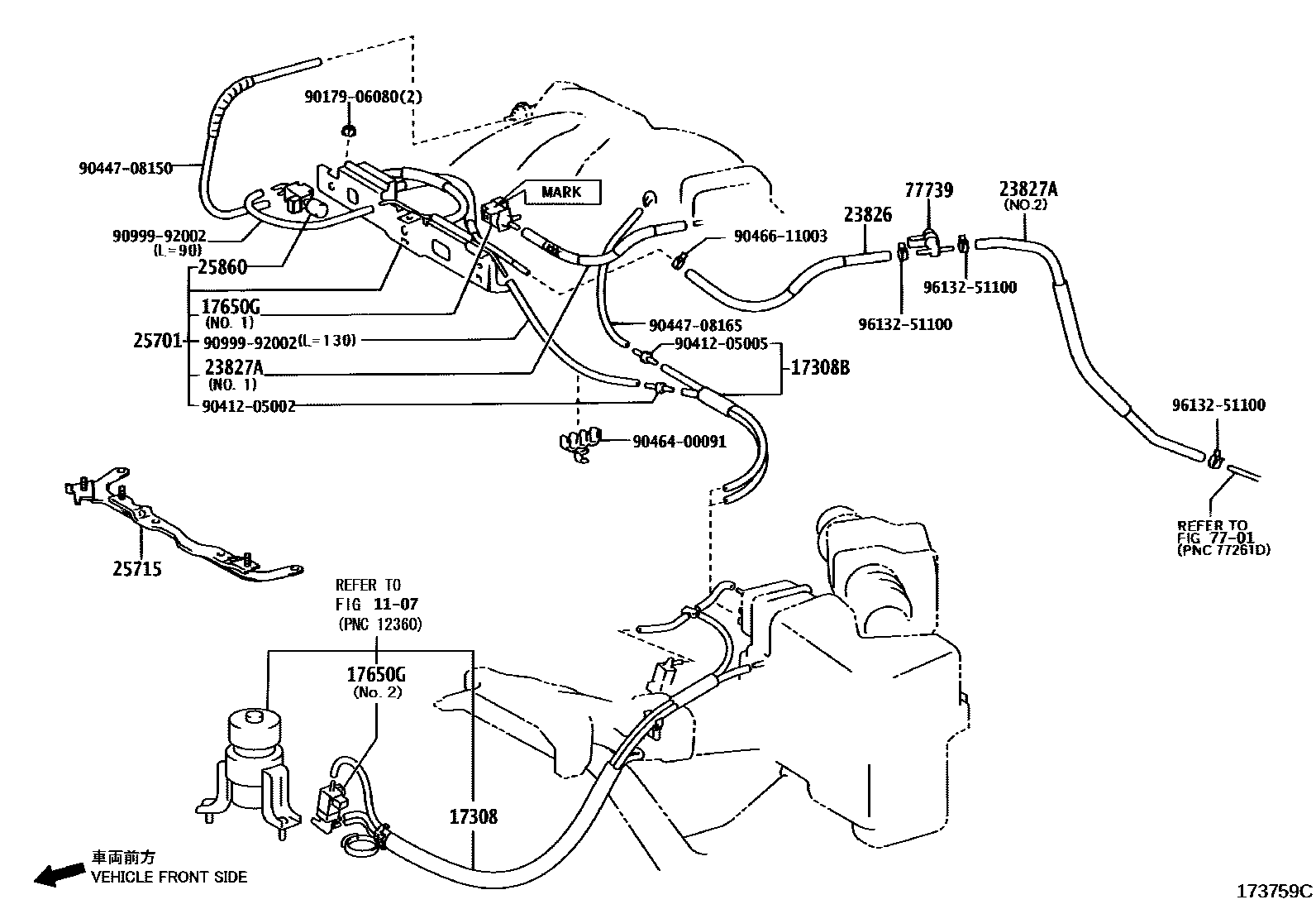 Toyota CAMRY vacuum tube EPC diagram — 173759C