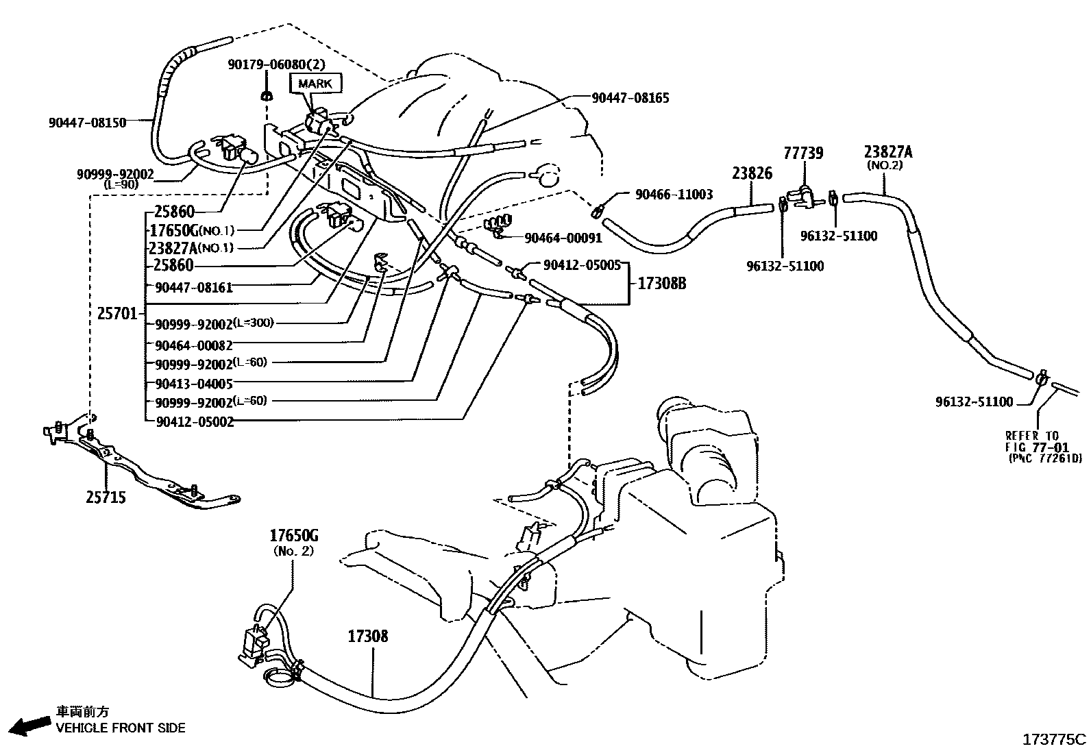 Toyota CAMRY vacuum tube EPC diagram — 173775C