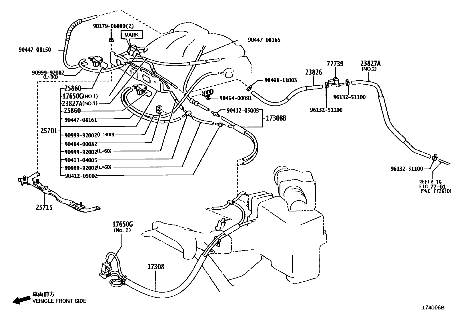 Toyota CAMRY vacuum tube EPC diagram — 174006B