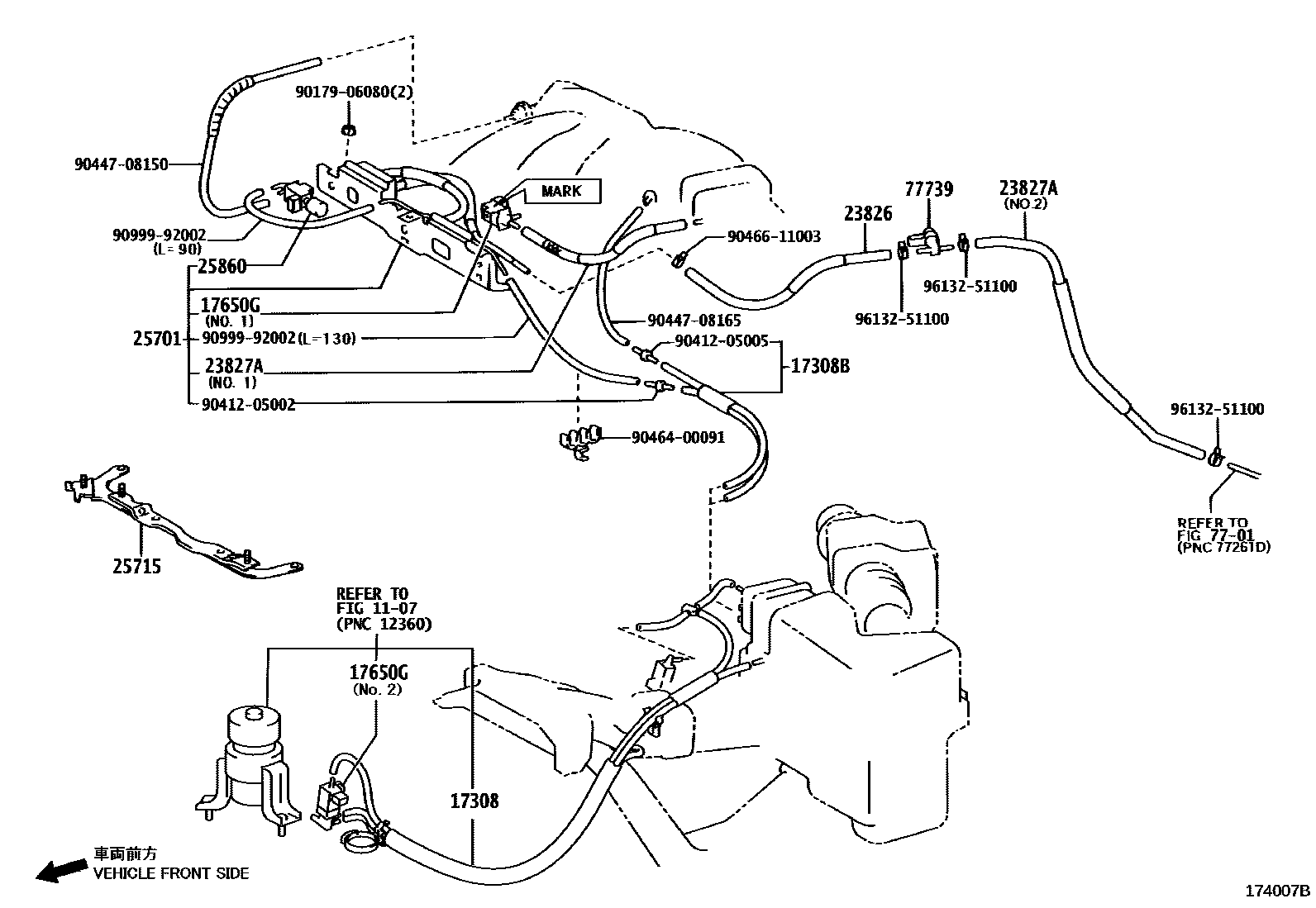 Toyota CAMRY vacuum tube EPC diagram — 174007B