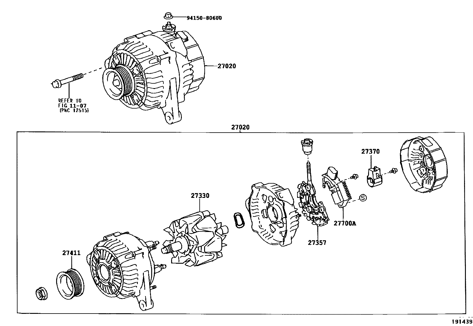 Toyota CAMRY Alternator EPC diagram — 191439D