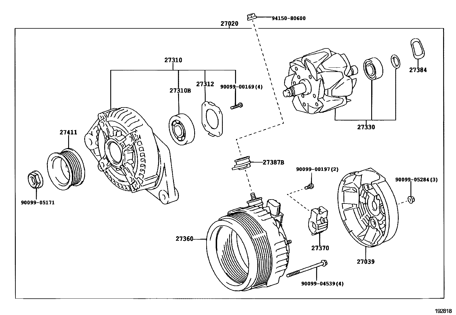 Toyota CAMRY Alternator EPC diagram — 192818A