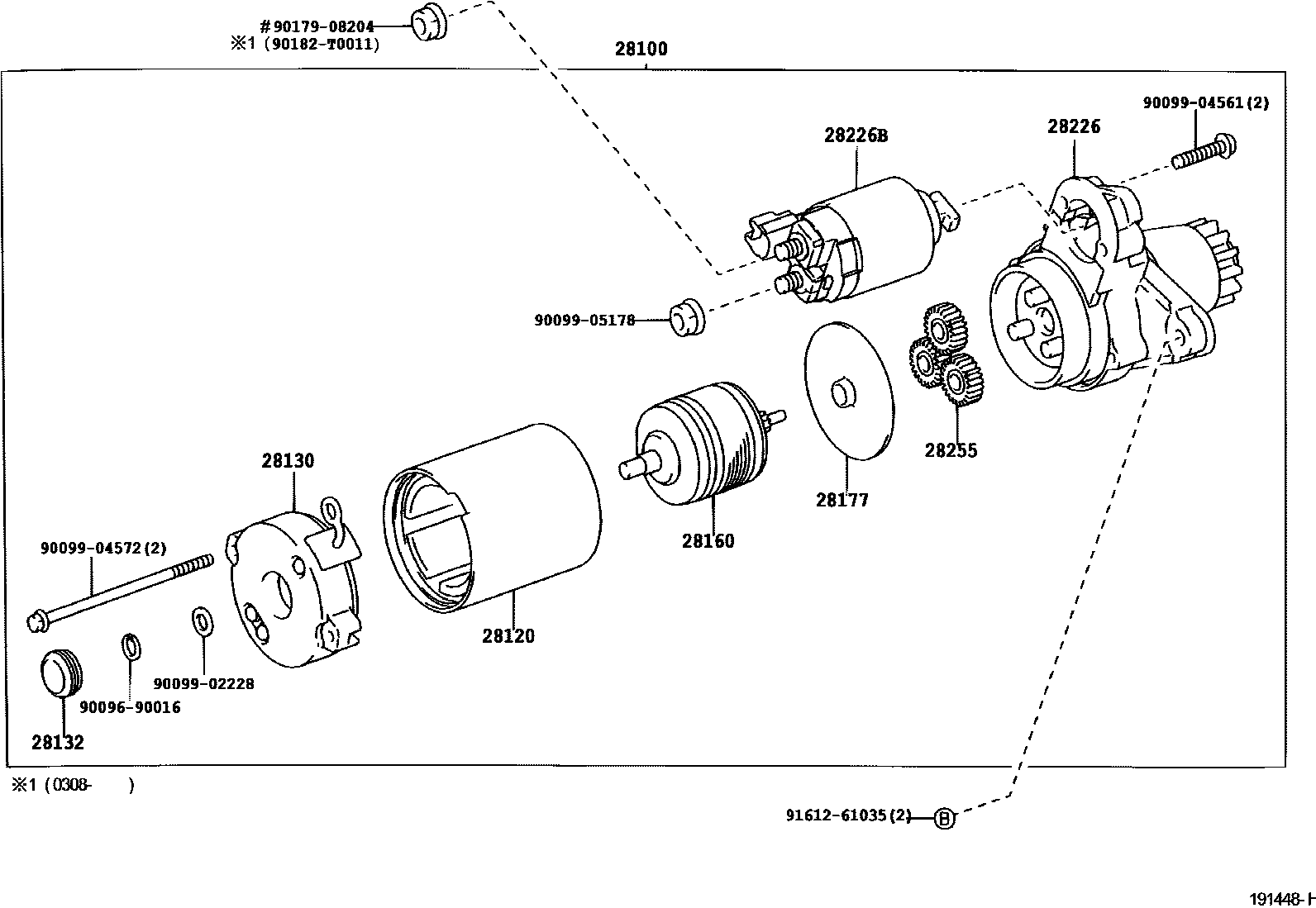 Toyota CAMRY 起动机 EPC diagram — 191448H