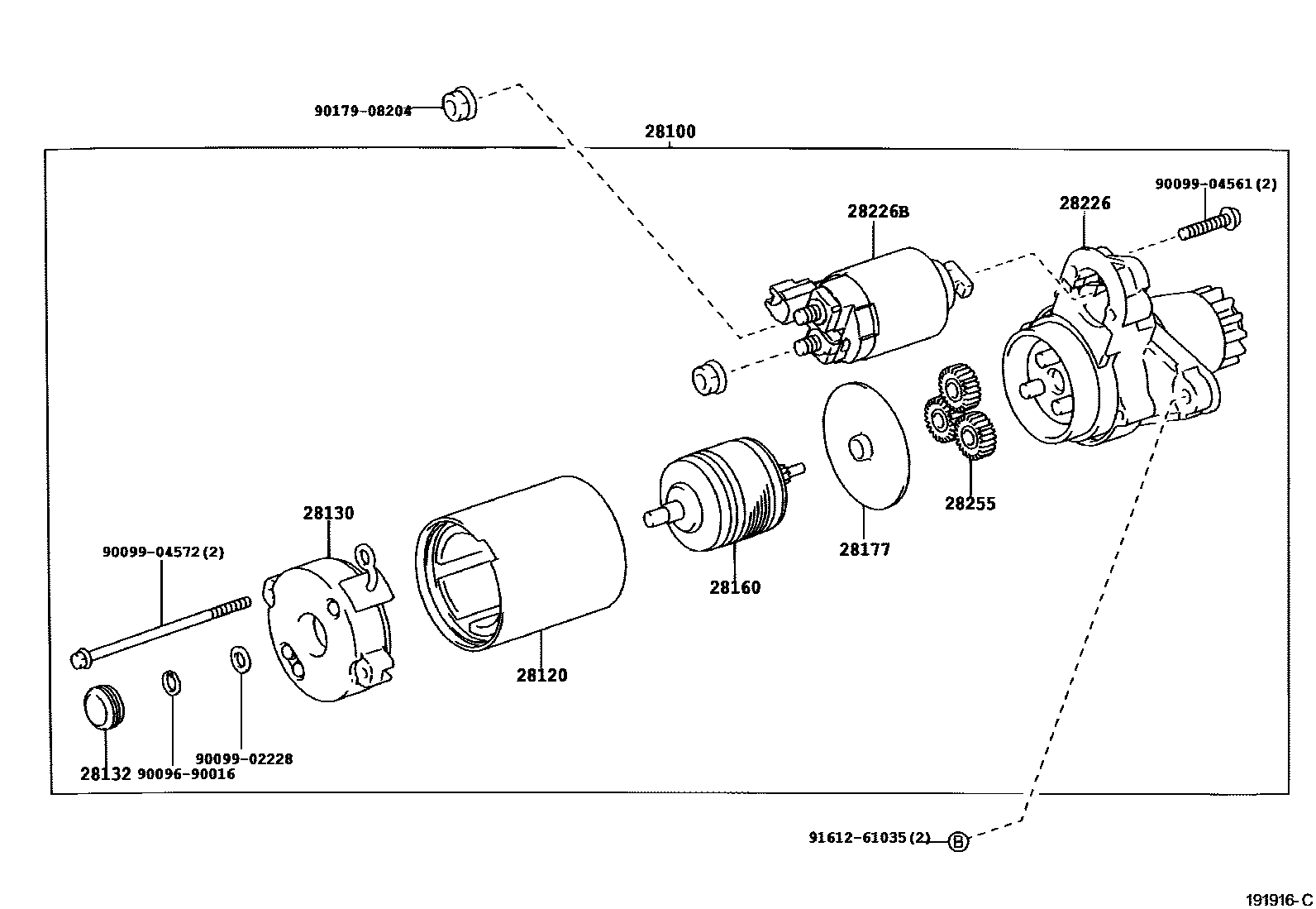 Toyota CAMRY 起动机 EPC diagram — 191916C