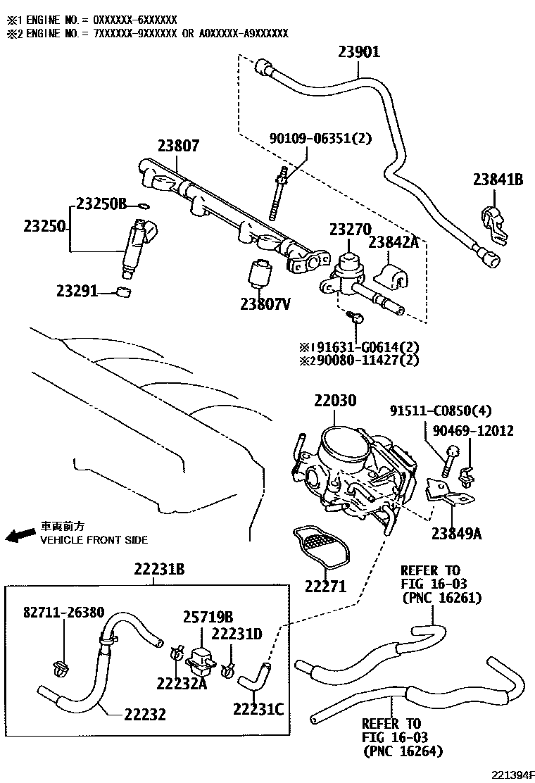 Toyota CAMRY 燃油喷射系统 EPC diagram — 221394F