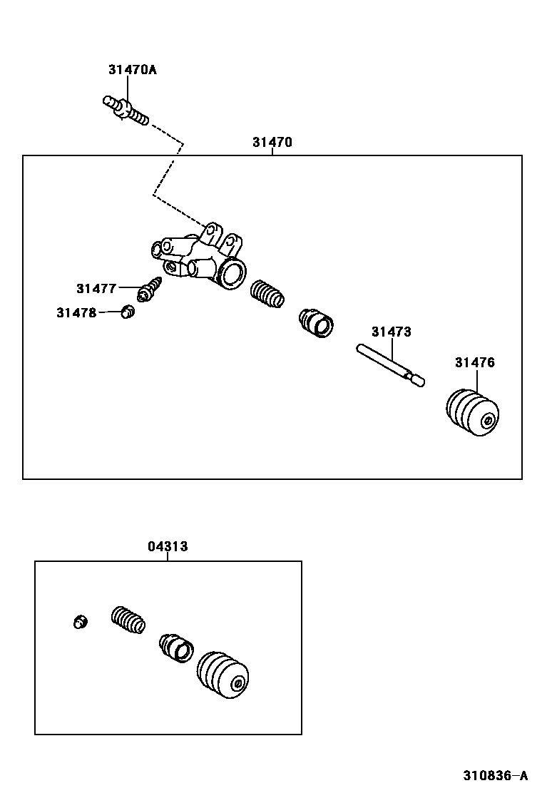 Toyota CAMRY 离合器分离缸 EPC diagram — 310836A