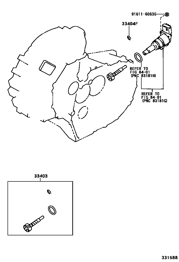 Toyota CAMRY 速度表从动齿轮(MTM) EPC diagram — 331588