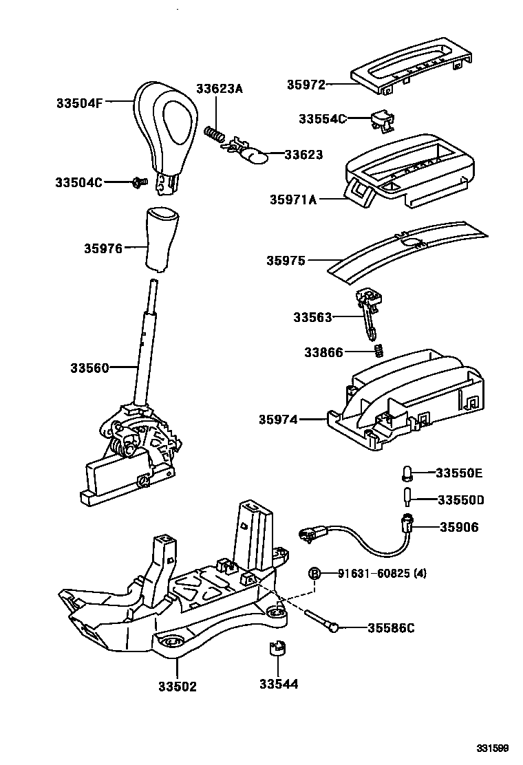 Toyota CAMRY Shift Lever & Retainer EPC diagram — 331599