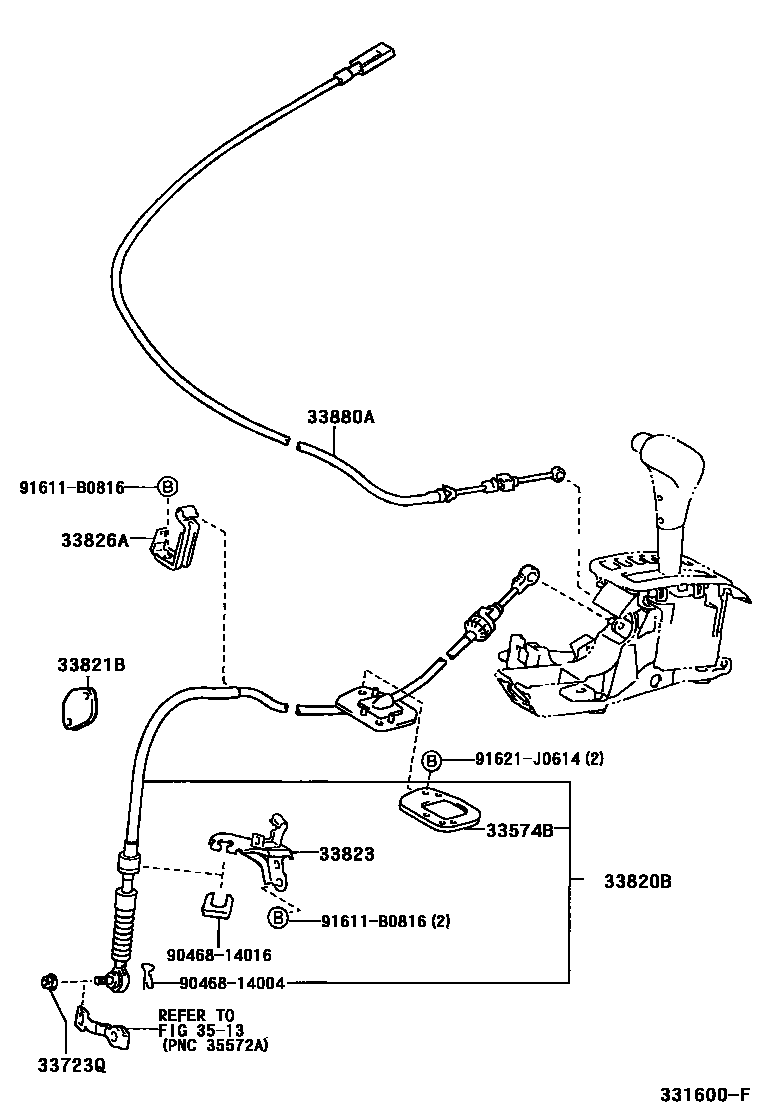Toyota CAMRY Shift Lever & Retainer EPC diagram — 331600F