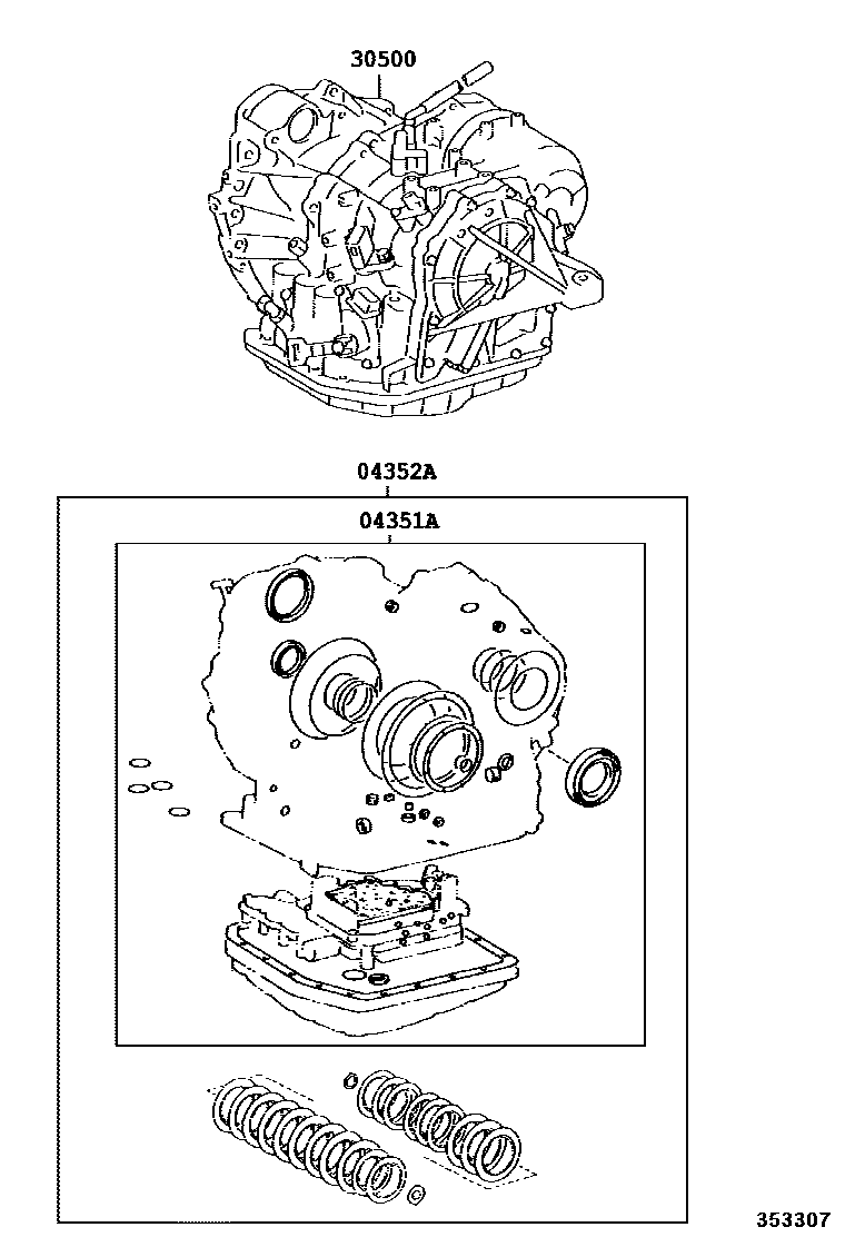 Toyota CAMRY 传动桥或变速器总成和衬垫组件(ATM) EPC diagram — 353307