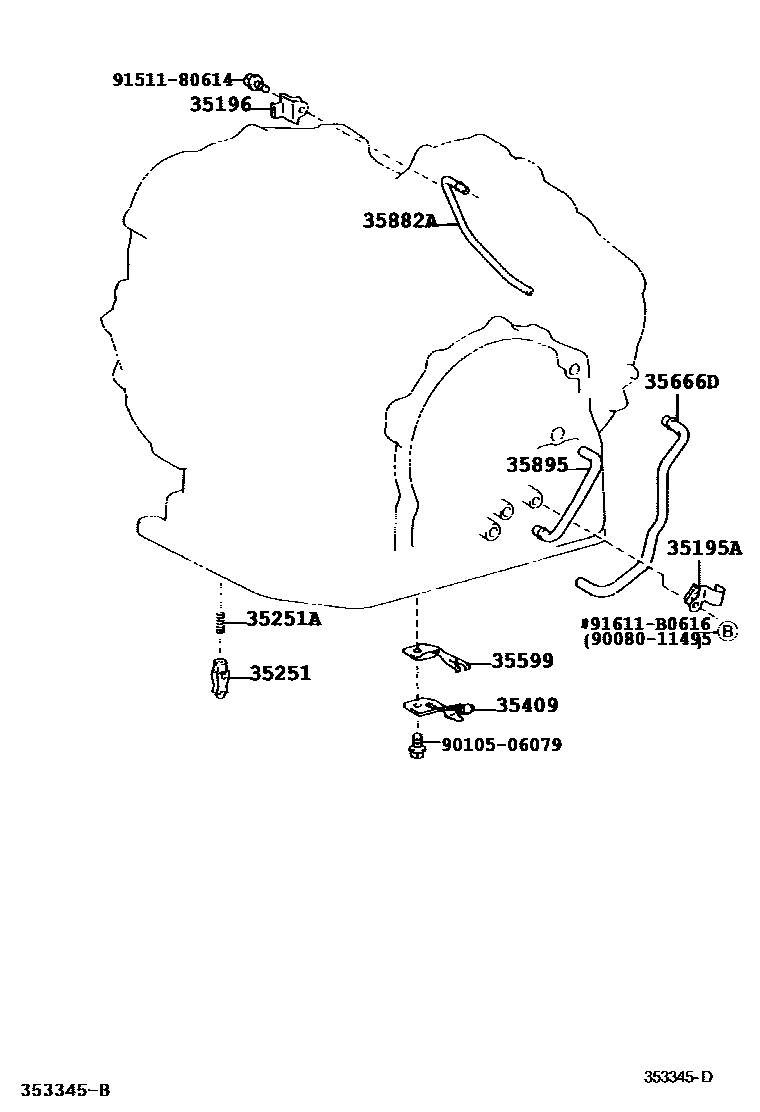 Toyota CAMRY 阀体和滤油网(ATM) EPC diagram — 353345D
