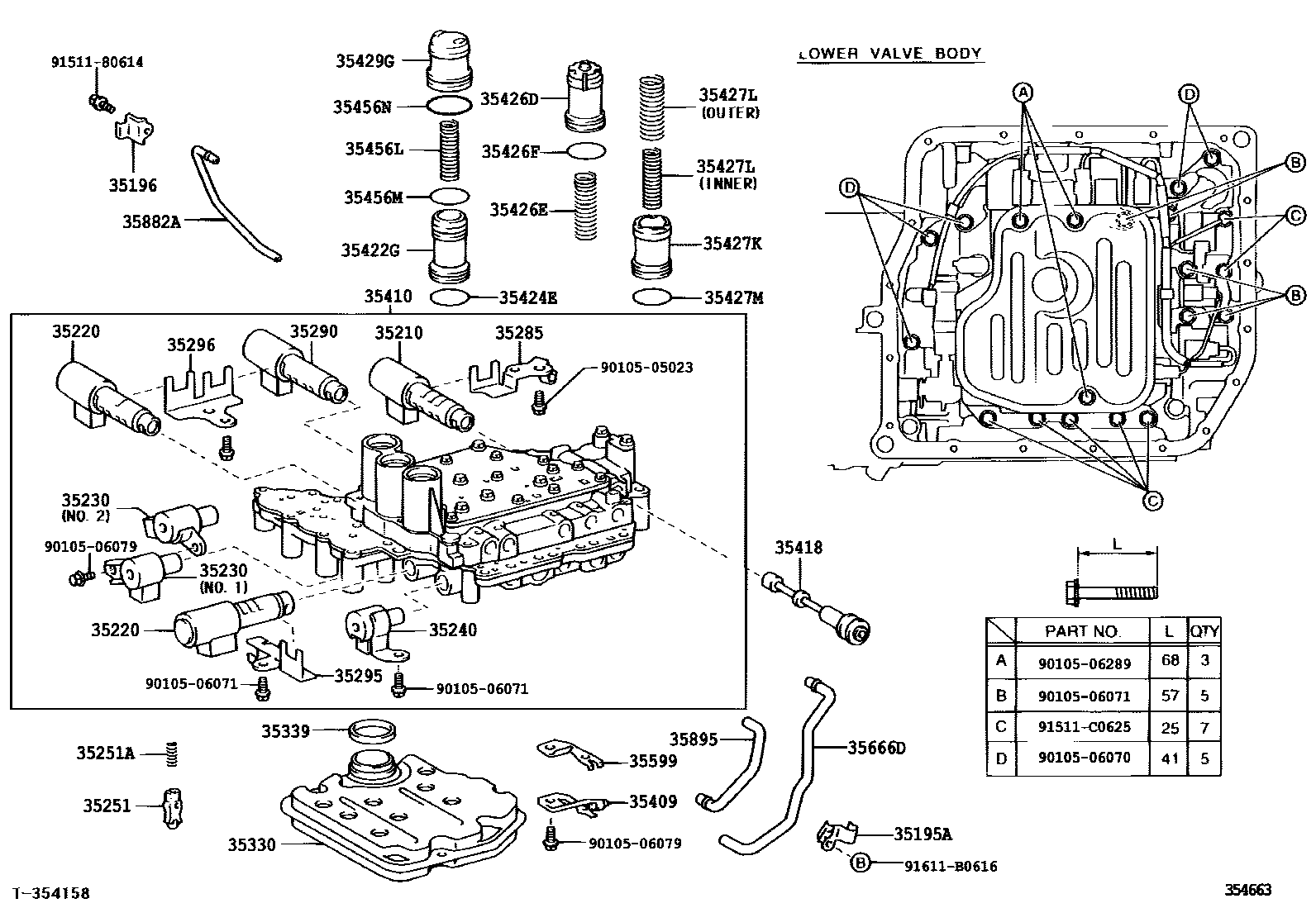 Toyota CAMRY 阀体和滤油网(ATM) EPC diagram — 354663