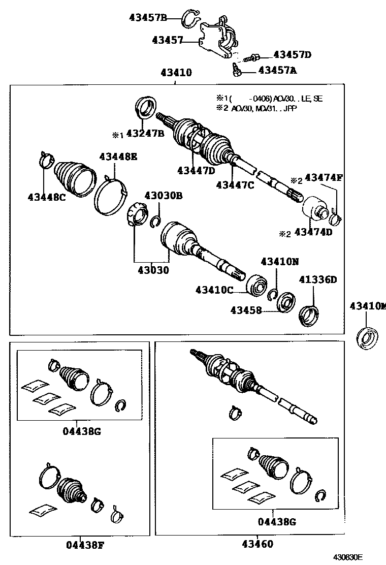 Toyota CAMRY Front Drive Shaft EPC diagram — 430830E