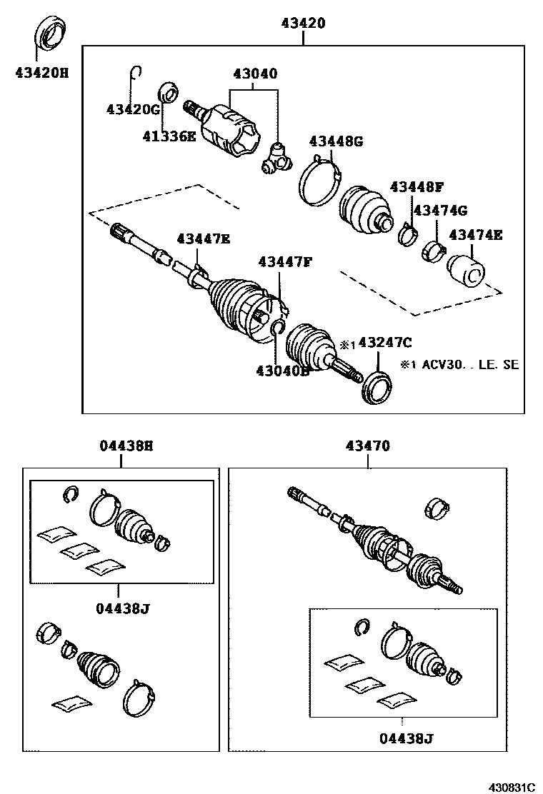 Toyota CAMRY Front Drive Shaft EPC diagram — 430831D