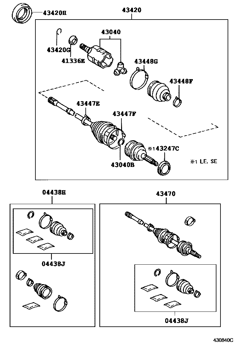 Toyota CAMRY Front Drive Shaft EPC diagram — 430840C
