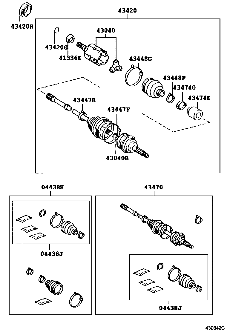Toyota CAMRY Front Drive Shaft EPC diagram — 430842C