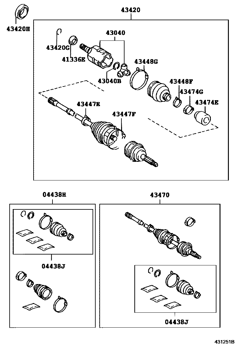 Toyota CAMRY Front Drive Shaft EPC diagram — 431251B