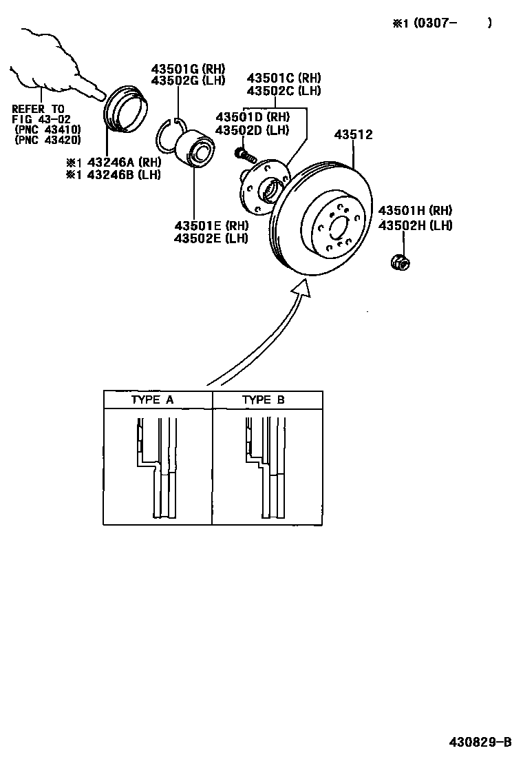 Toyota CAMRY Front Axle Hub EPC diagram — 430829B