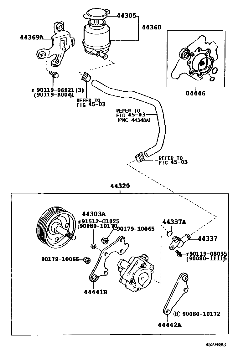 Toyota CAMRY 叶片泵和储油罐(动力转向) EPC diagram — 452768G