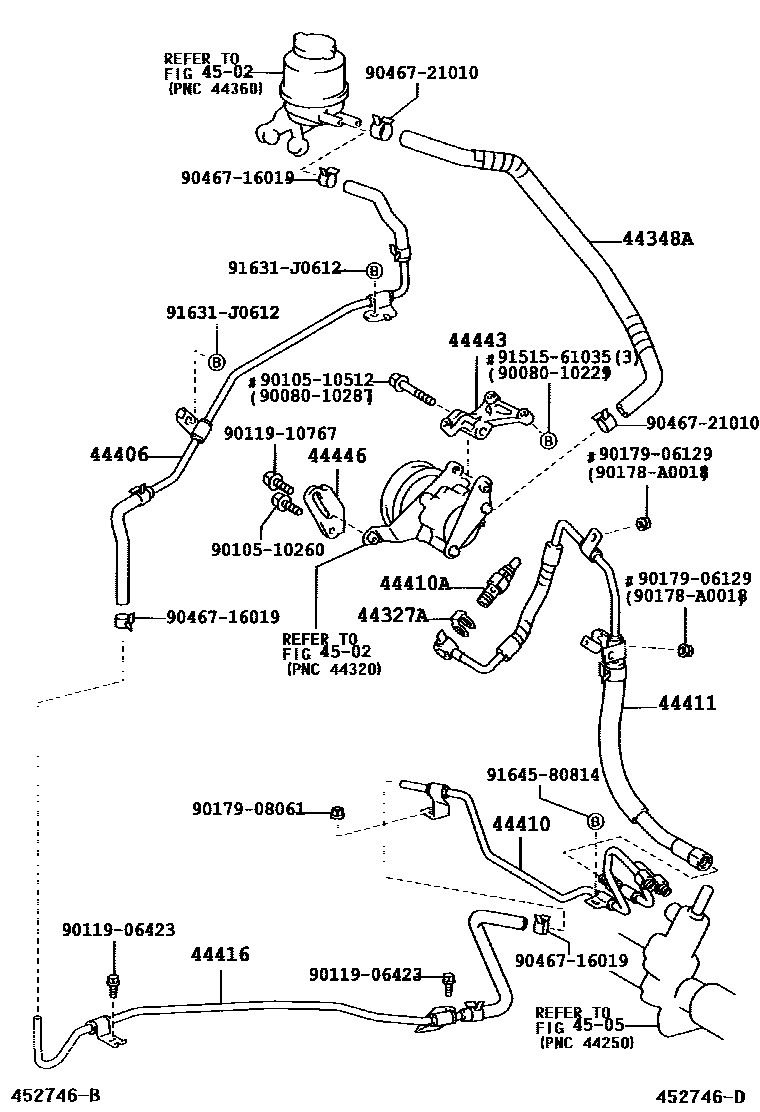 Toyota CAMRY 动力转向配管 EPC diagram — 452746E