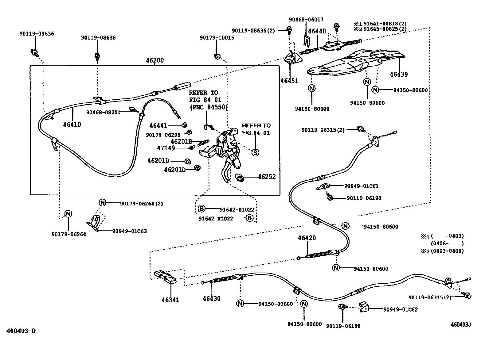 Toyota CAMRY Parking Brake & Cable EPC diagram — 460403J