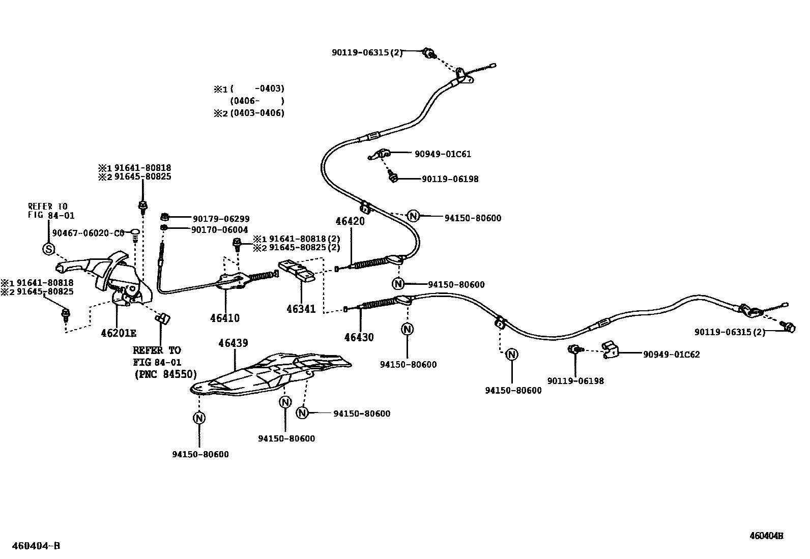 Toyota CAMRY Parking Brake & Cable EPC diagram — 460404H