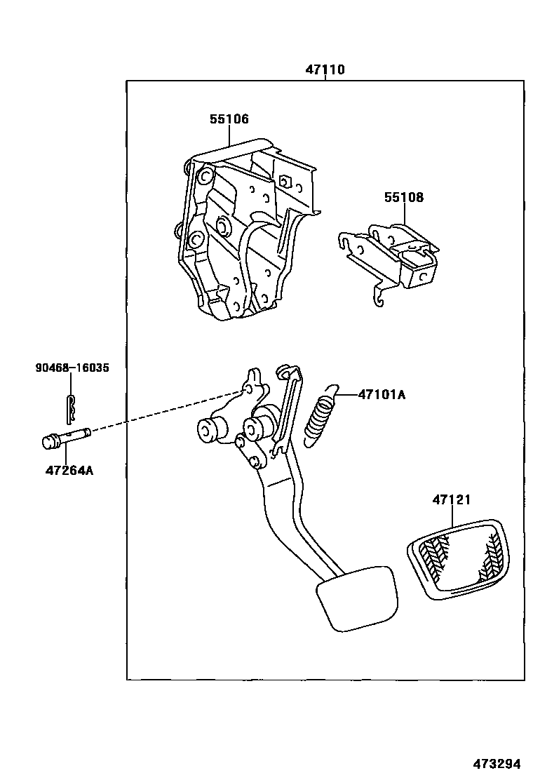Toyota CAMRY Brake Pedal & Bracket EPC diagram — 473294