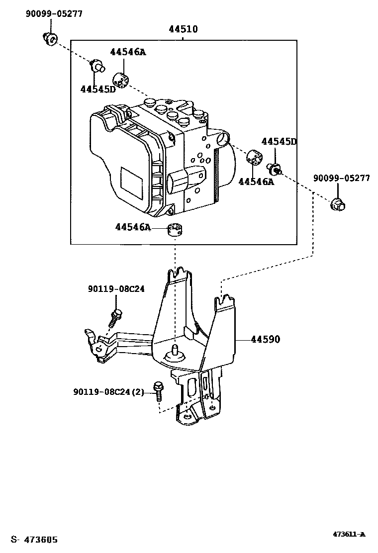 Toyota CAMRY 制动配管和卡箍 EPC diagram — 473611A