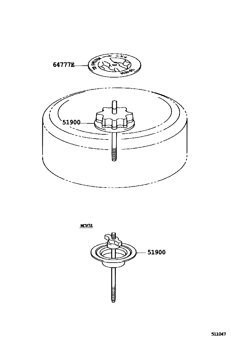 Toyota CAMRY Spare tire rack EPC diagram — 511047