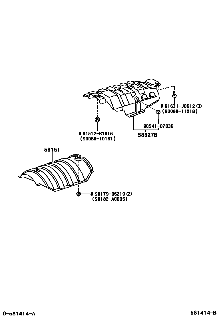 Toyota CAMRY 地板隔热垫 EPC diagram — 581414B