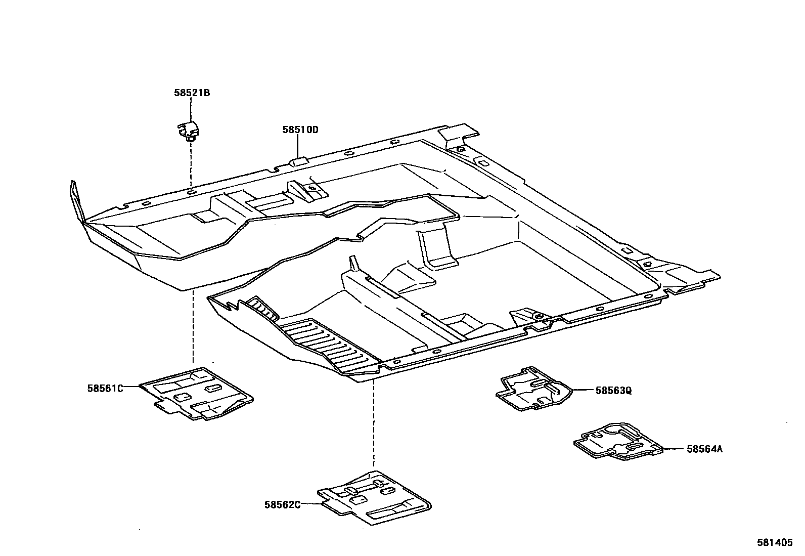 Toyota CAMRY 地板垫和地毯 EPC diagram — 581405