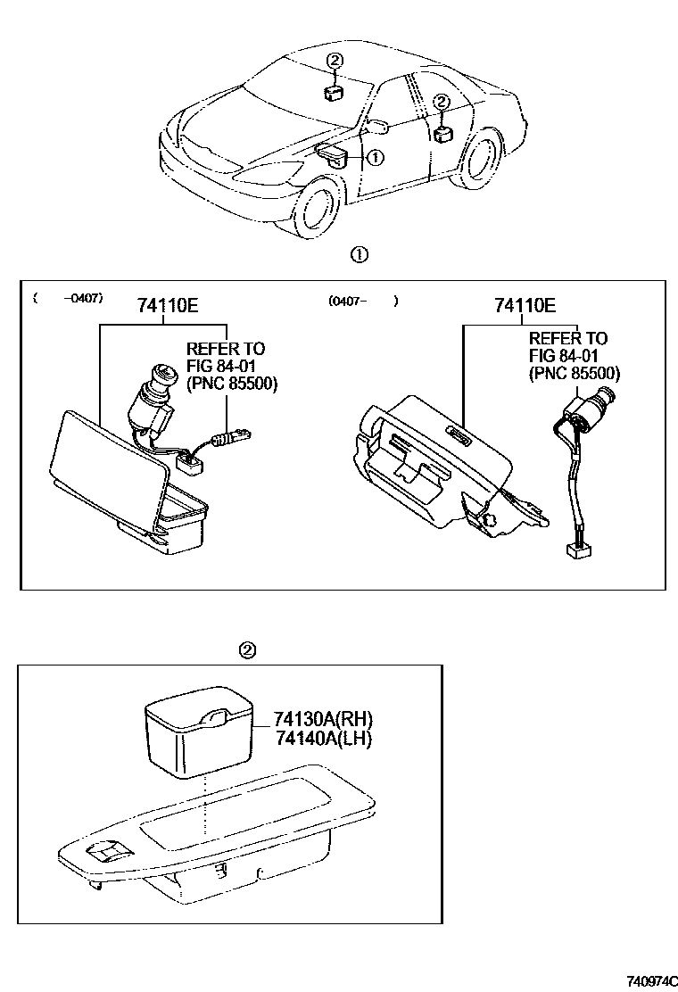 Toyota CAMRY 烟灰盒 EPC diagram — 740974C