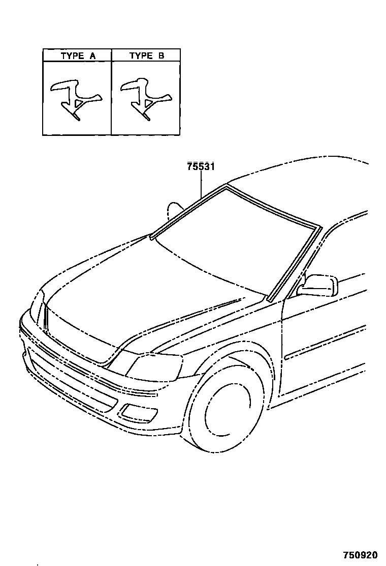 Toyota CAMRY 前防护条 EPC diagram — 750920