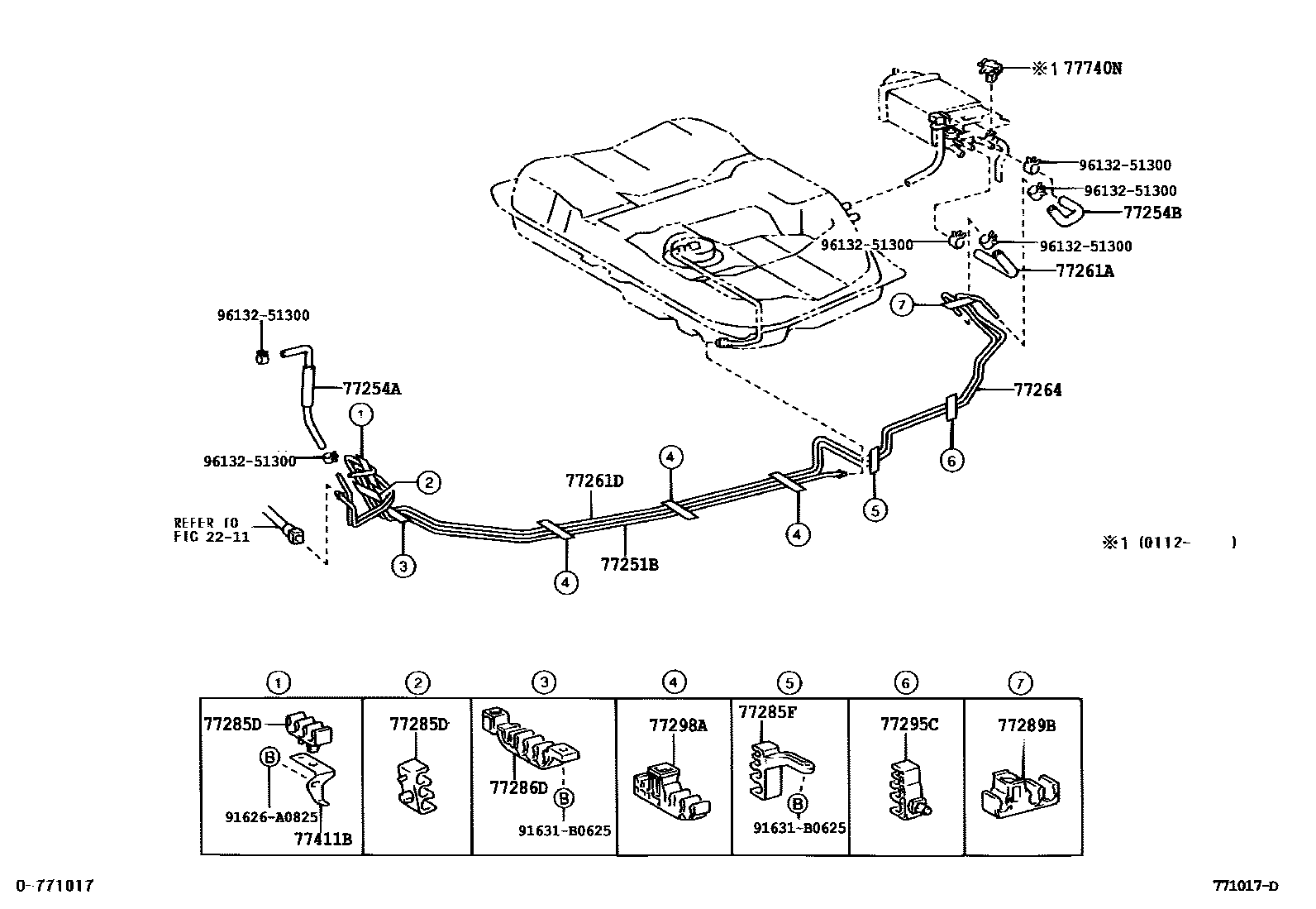 Toyota CAMRY 燃油箱和燃油管 EPC diagram — 771017D