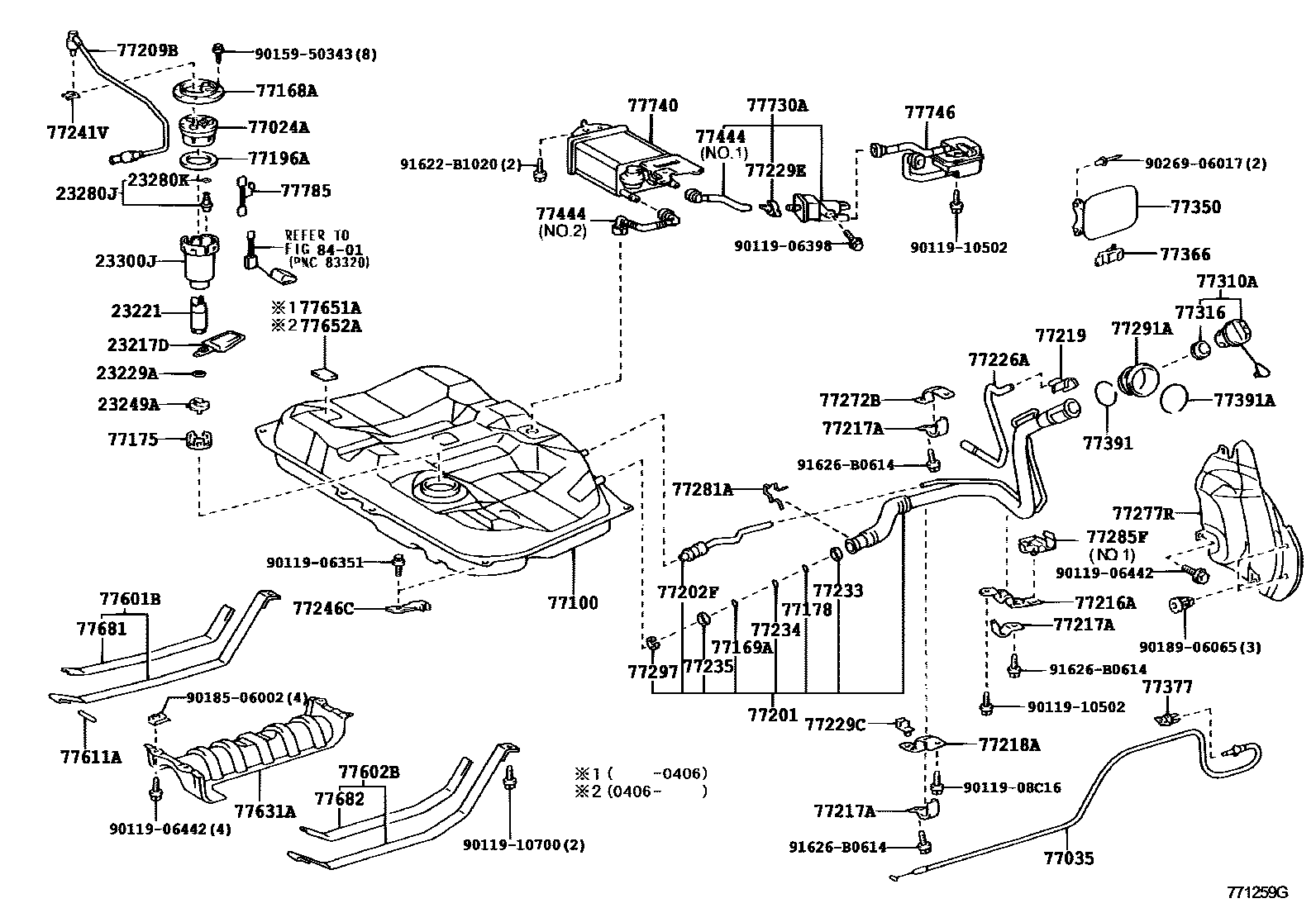 Toyota CAMRY 燃油箱和燃油管 EPC diagram — 771259G