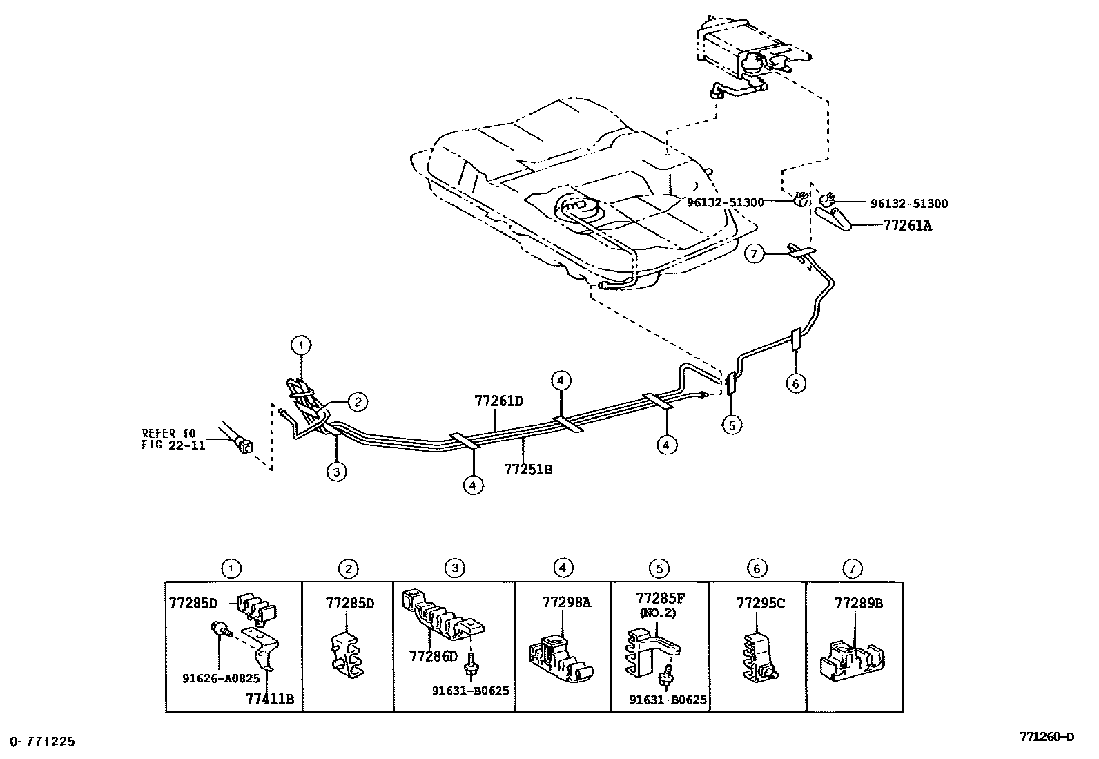 Toyota CAMRY 燃油箱和燃油管 EPC diagram — 771260D