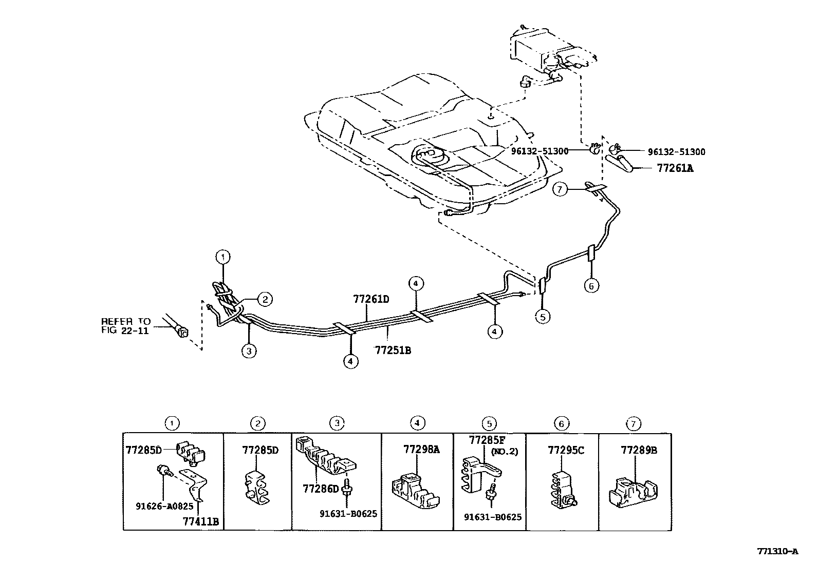 Toyota CAMRY 燃油箱和燃油管 EPC diagram — 771310A