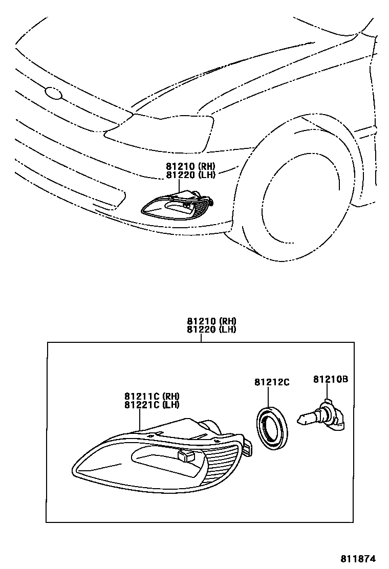 Toyota CAMRY Fog Lamp EPC diagram — 811874
