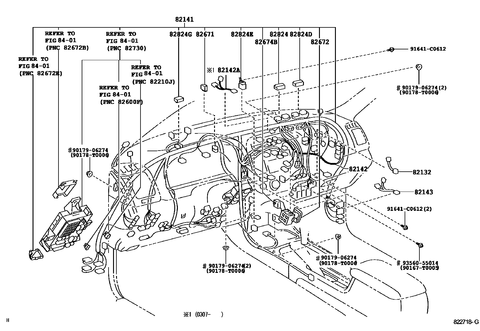 Toyota CAMRY 线束和卡夹 EPC diagram — 822718G