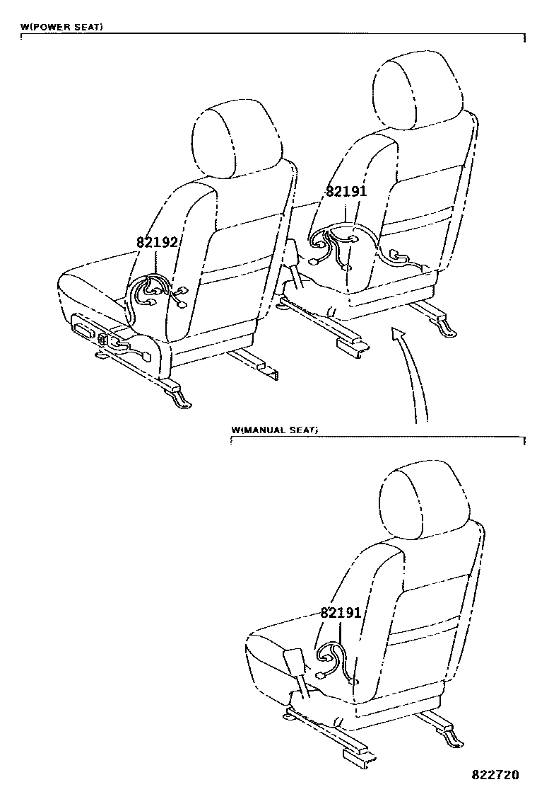 Toyota CAMRY 线束和卡夹 EPC diagram — 822720