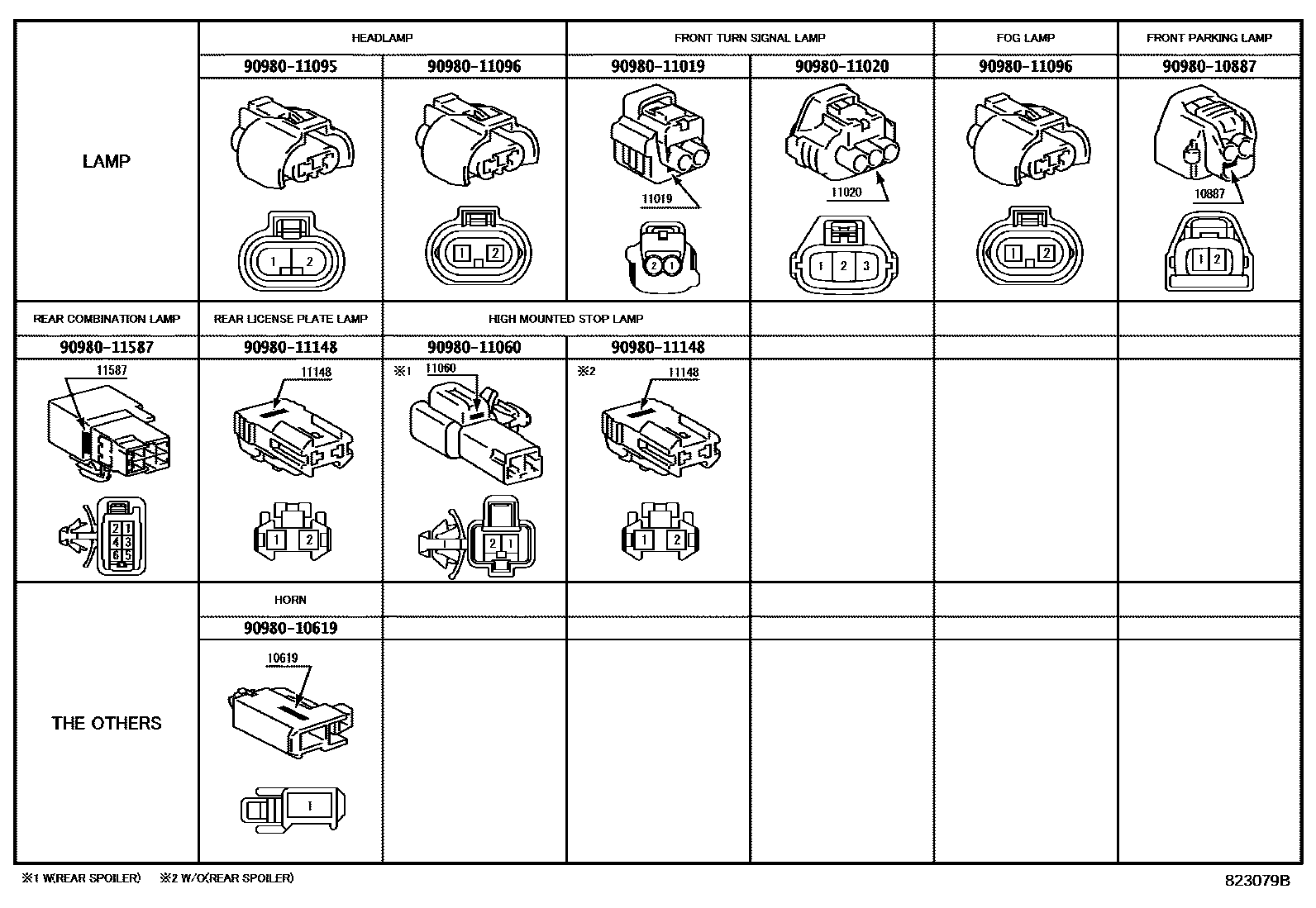 Toyota CAMRY 线束和卡夹 EPC diagram — 823079B