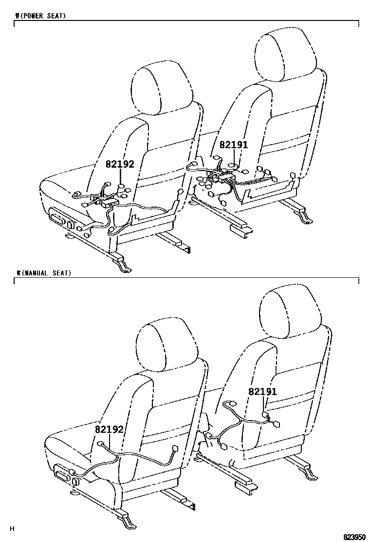 Toyota CAMRY 线束和卡夹 EPC diagram — 823950