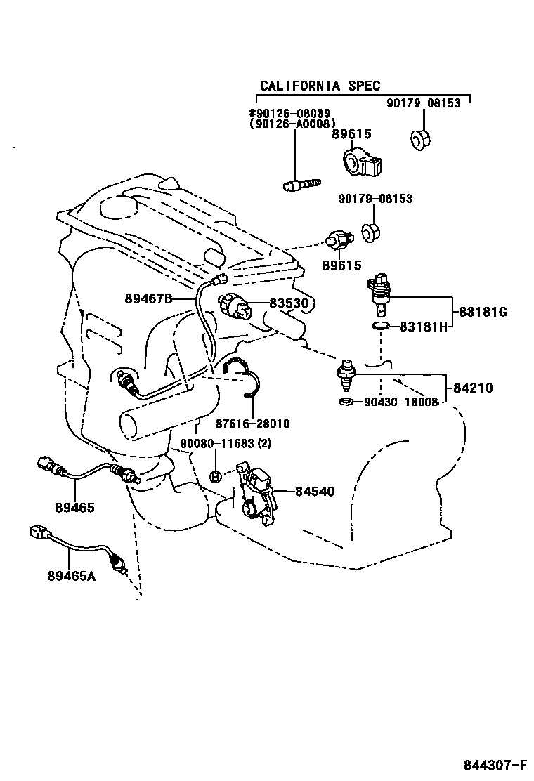 Toyota CAMRY 开关和继电器和ECU EPC diagram — 844307F