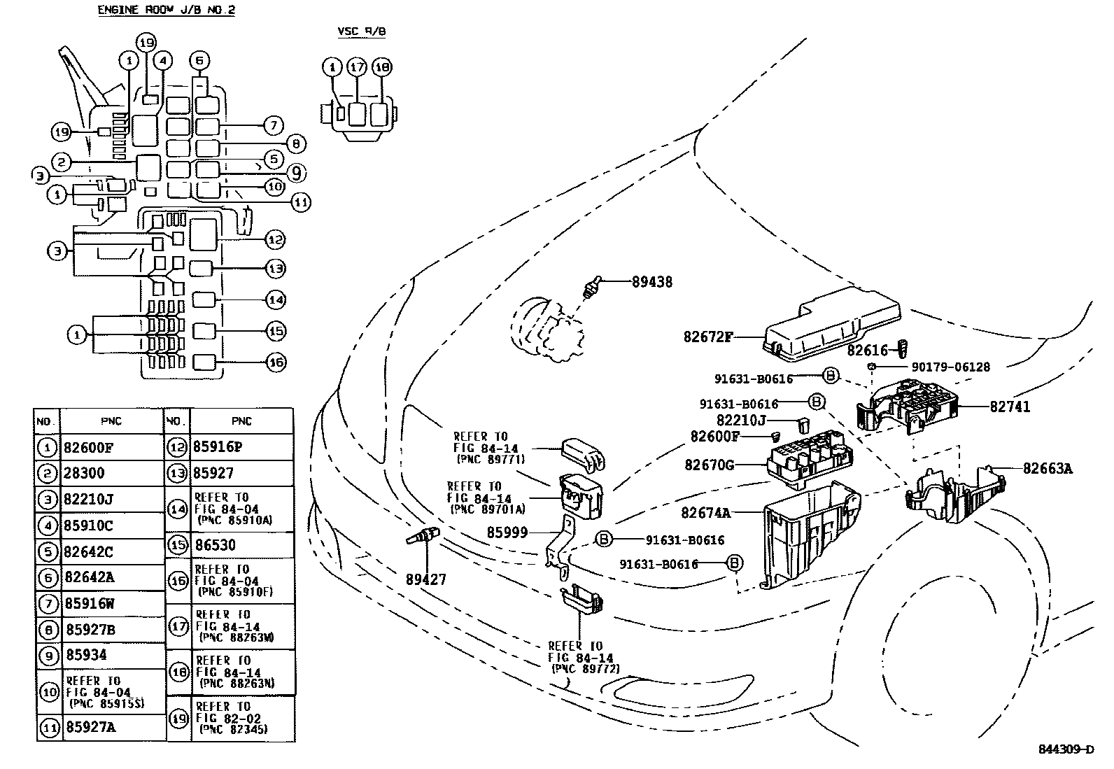 Toyota CAMRY 开关和继电器和ECU EPC diagram — 844309E