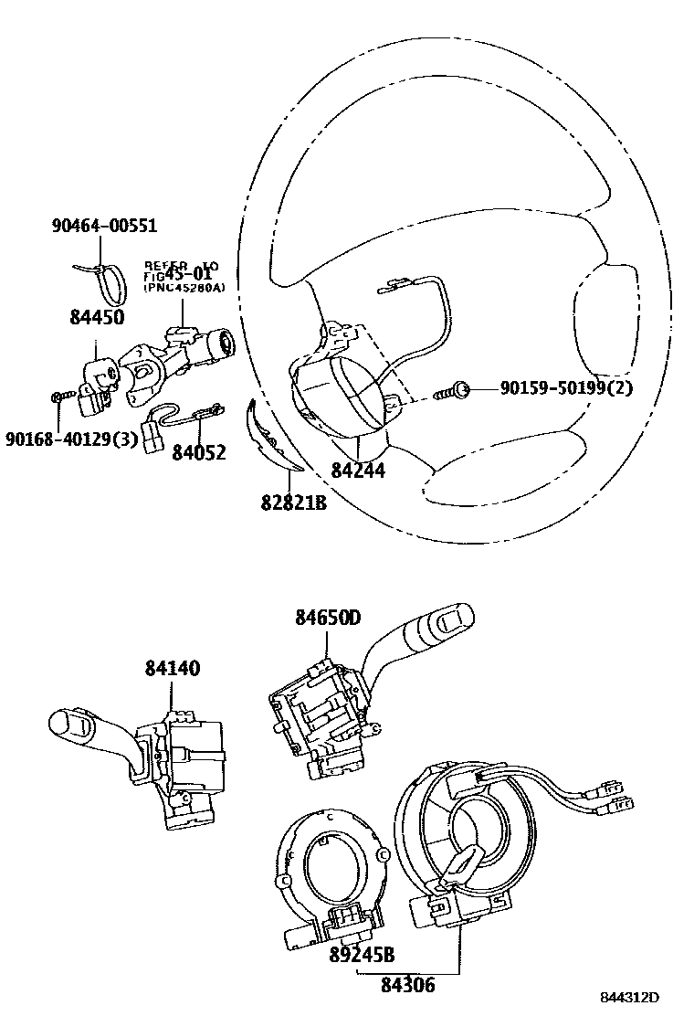 Toyota CAMRY 开关和继电器和ECU EPC diagram — 844312D