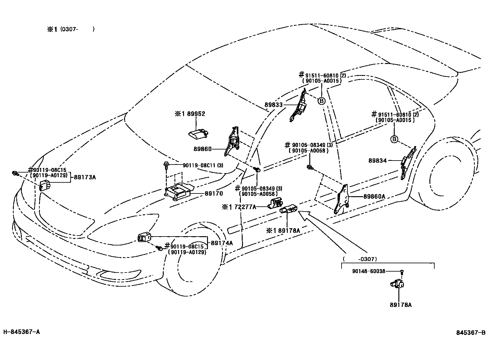 Toyota CAMRY 空气囊 EPC diagram — 845367B