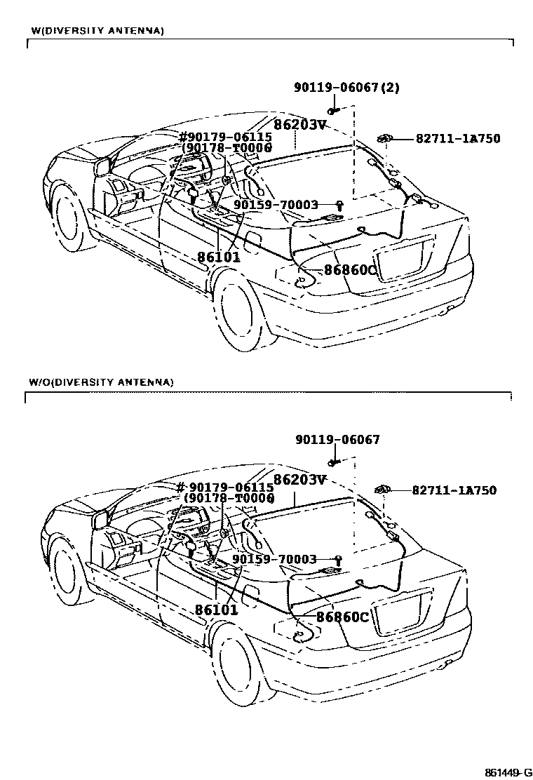 Toyota CAMRY antenna EPC diagram — 861449G
