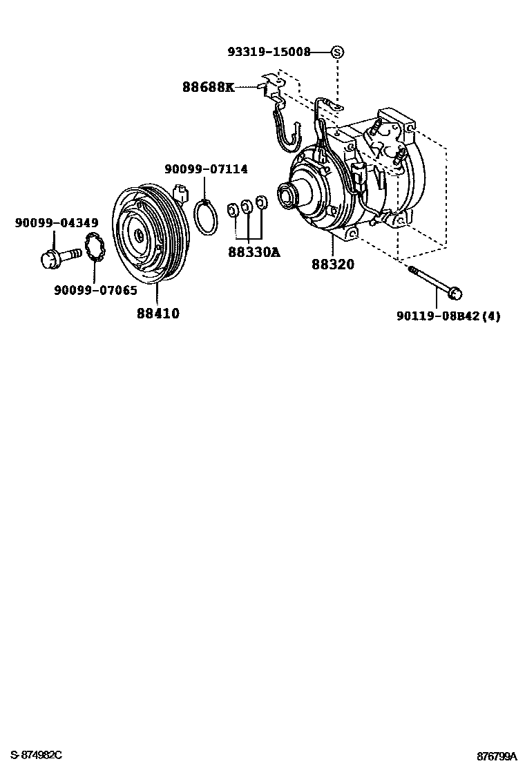 Toyota CAMRY Heating & Air Conditioning - Compressor EPC diagram — 876799A