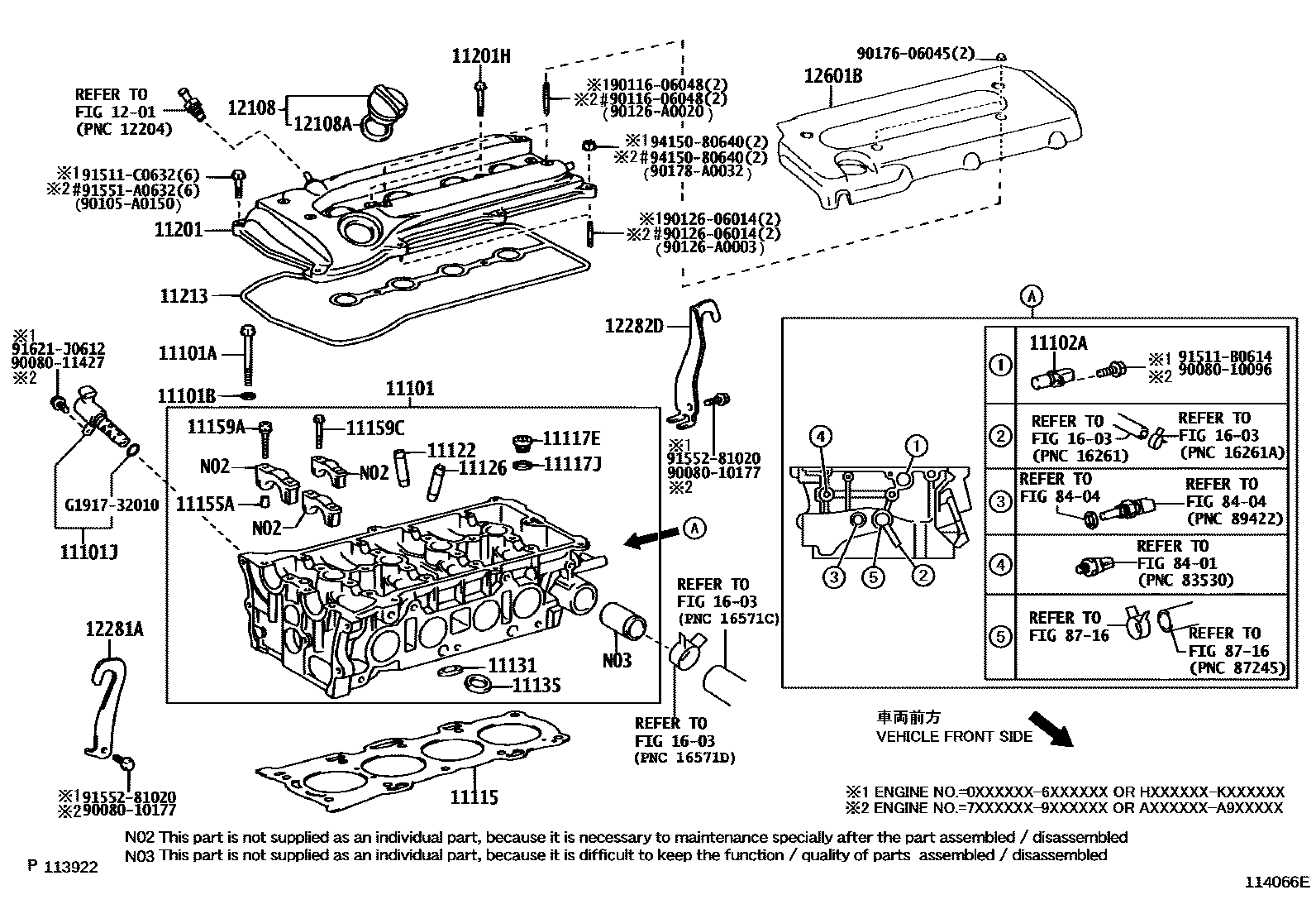 Toyota CAMRY Cylinder Head EPC diagram — 114066E