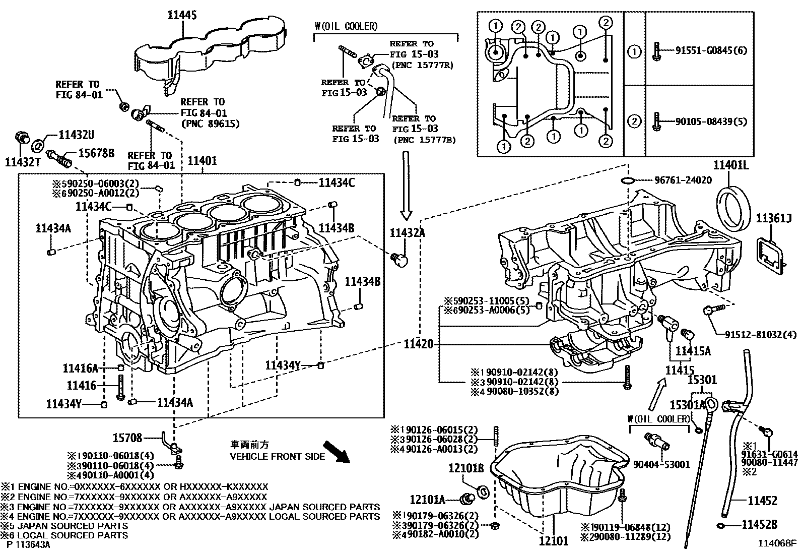 Toyota CAMRY Cylinder Block EPC diagram — 114068F